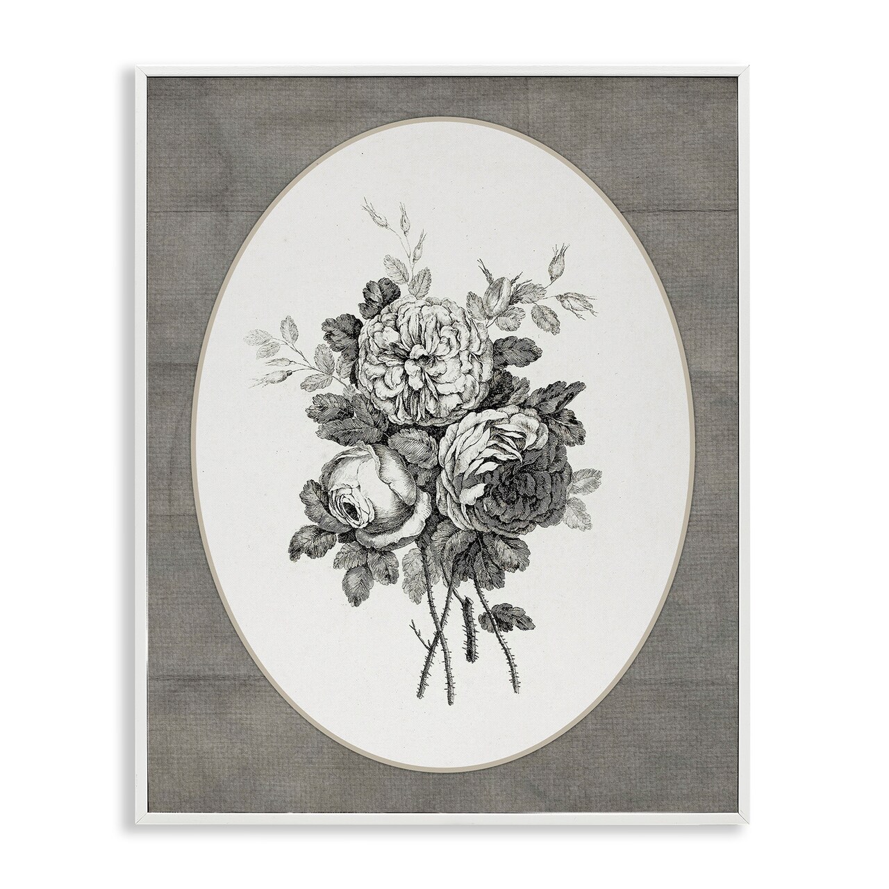 Stupell Industries Round Vignette of Flowers Framed Giclee By Lettered and Lined